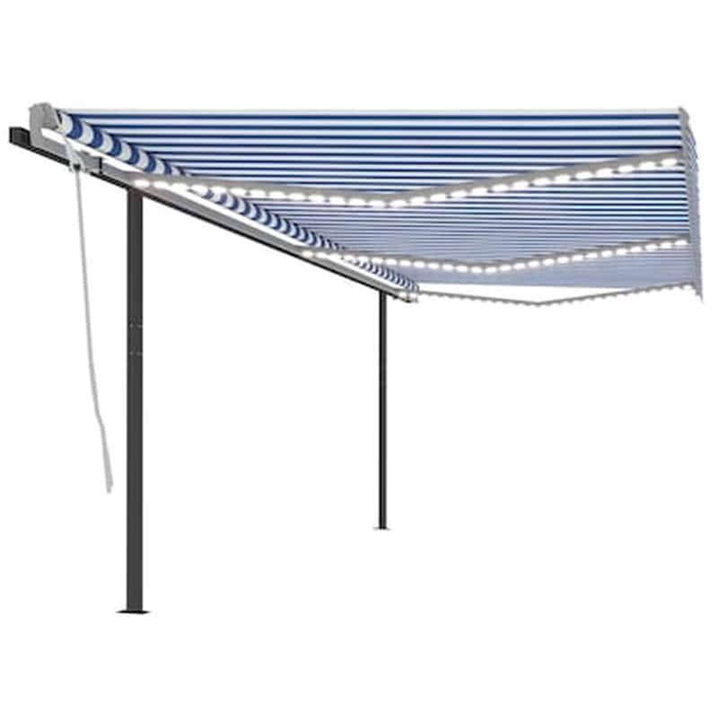 Τέντα Vidaxl Συρόμενη Χειροκίνητη με LED 6x3m - Λευκό/Μπλε