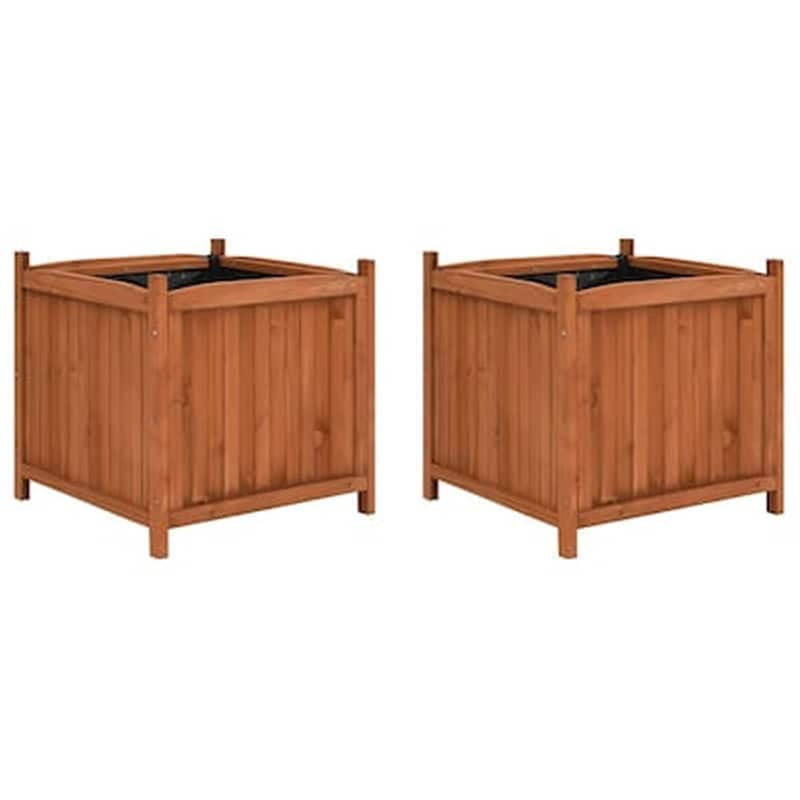 VIDAXL Vidaxl Ζαρντινιέρες Υπερυψωμένες 2 Τεμ. 50 X 50 X 50 Εκ. Ξύλο Ελάτης