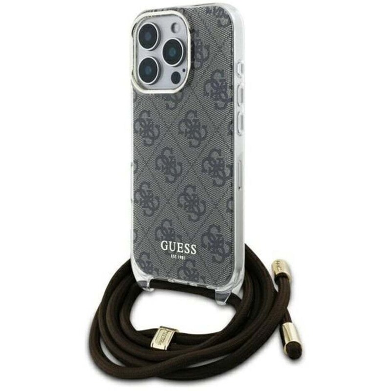 Θήκη Apple iPhone 16 Pro Guess Crossbody Cord 4G - Καφέ