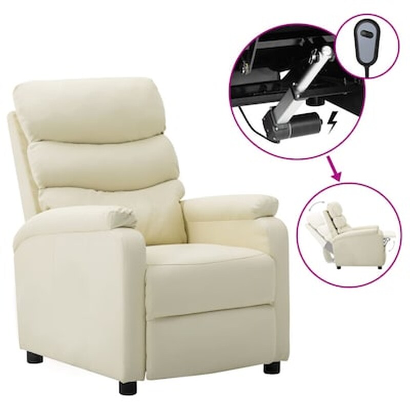 Πολυθρόνα VidaXL Ανακλινόμενη Ηλεκτρική από Συνθετικό Δέρμα - Κρεμ
