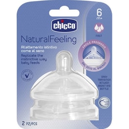 Chicco Natural Feeling Θηλή Γρήγορης Ροής 6m+ 2τμχ. 08104720