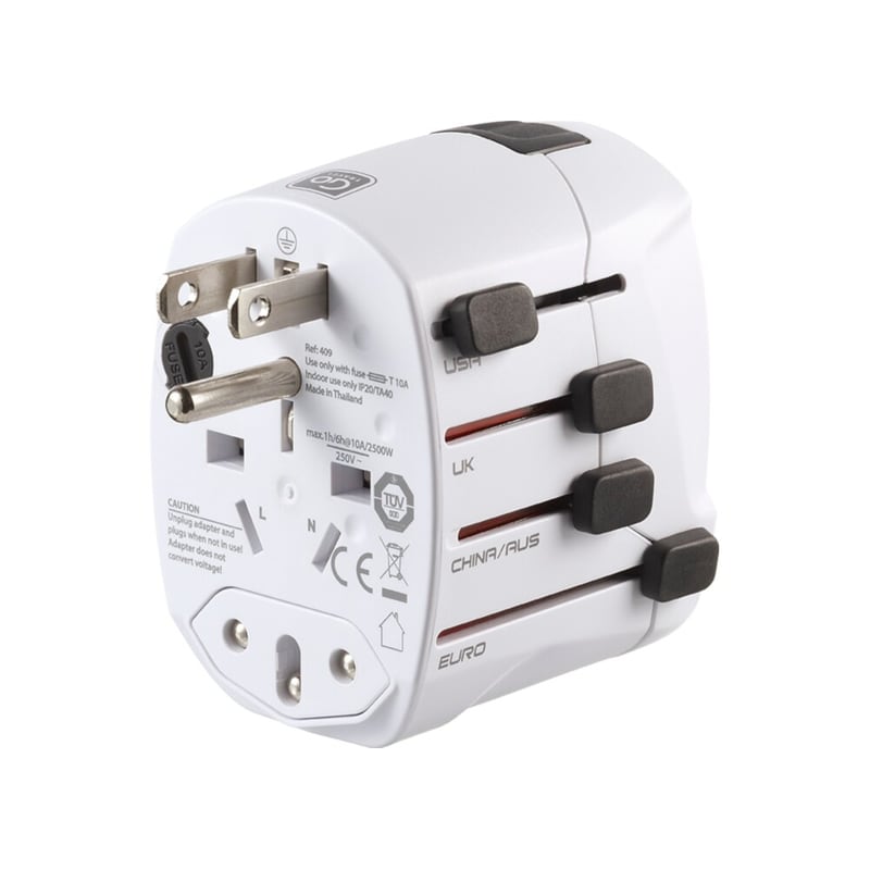 Αντάπτορας Πρίζας - Worldwide Travel Plug Adapter Go Travel - Λευκό