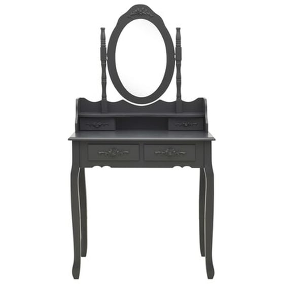 Vidaxl Μπουντουάρ Με Σκαμπό Γκρι 75 X 69 X 140 Εκ. Ξύλο Παυλώνιας image 4