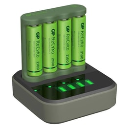 Φορτιστής Μπαταριών Gp Recyko B4d45 4-fold Lcd 4port Docking St. + 4x Aa Nimh 2100mah