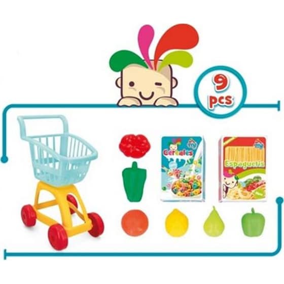 Σετ Παιδικό Aria Trade Καρότσι Τρόλεϊ Supermarket 9 Τμχ - 29.5x29x39.5 cm image 2