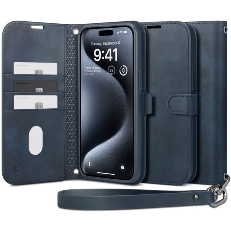Θήκη Apple iPhone 15 Pro Max - Spigen Wallet S Pro - Navy