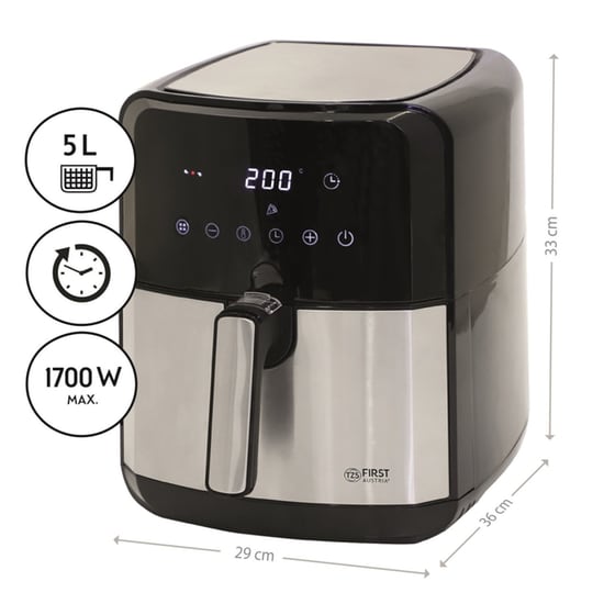 FIRST AUSTRIA FA-5053-4 με Αποσπώμενο Κάδο 1700 W 5 L Ασημί Φριτέζα Αέρος image 2
