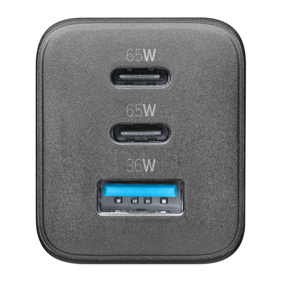 Φορτιστής Πρίζας Cellular Line 3ports 2x Usb-C,Usb 65W - Black image 3