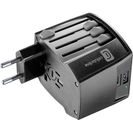 Φορτιστής Πρίζας Cellular Line Multi-plug Travel Adapter USB-C/USB-A - Μαύρο image 5