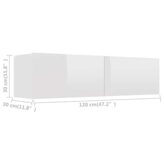 Έπιπλο Τηλεόρασης VidaXL από Μοριοσανίδα 120x30x30cm - Λευκό image 6