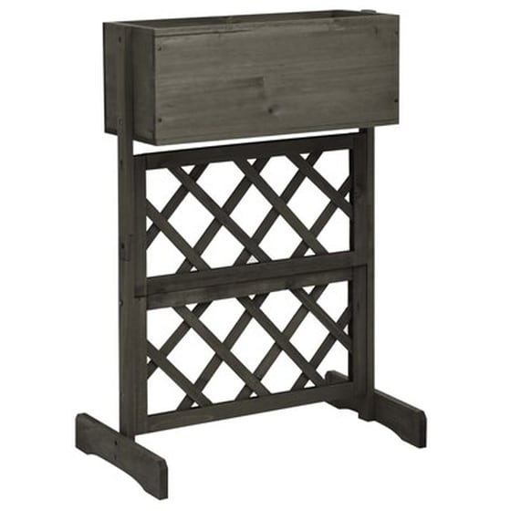 Vidaxl Γλάστρα Κήπου Με Καφασωτό Γκρι 45x30x74 Εκ. Ξύλο Ελάτης image 1