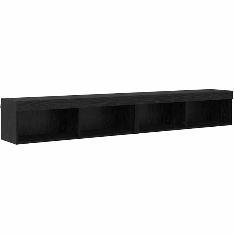 Έπιπλο Τηλεόρασης VidaXL με LED 2 τμχ 200 x 28,5 x 30 cm - Μαύρη Οξιά
