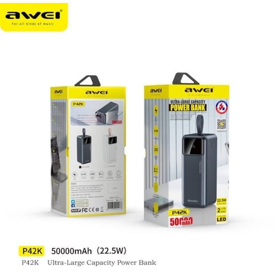 Powerbank Awei P42K 50.000 mAh - Μαύρο image 1