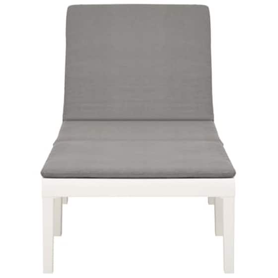 Ξαπλώστρα VidaXL με Μαξιλάρι Πλαστική 195x65x32 cm - Λευκό/Γκρι image 3