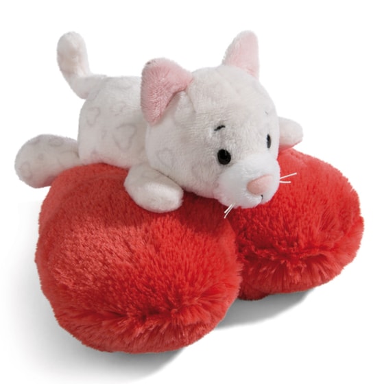 Λούτρινο NICI Soft Toy Cat lying on heart Cute (13cm) image 1