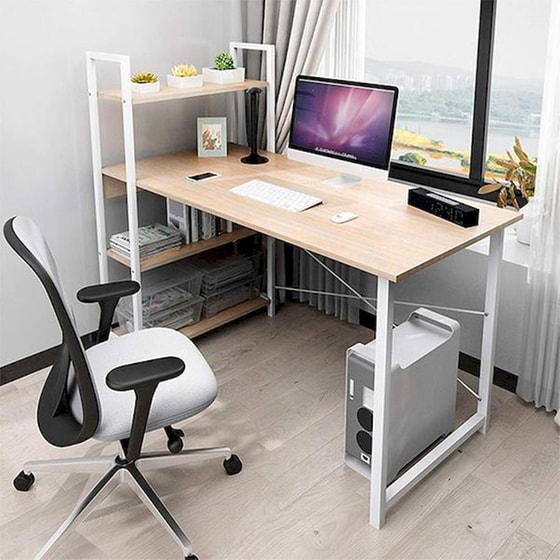 Γραφείο Βιβλιοθήκη Nextdeco 35574 από MDF 120x40x72/111cm - Λευκό image 3