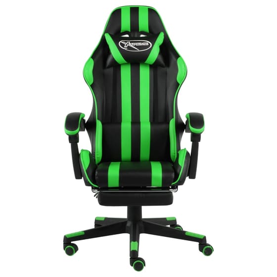 Καρέκλα Gaming VidaXL Racing με Υποπόδιο από Τεχνητό Δέρμα - Μαύρη/Πράσινη image 2