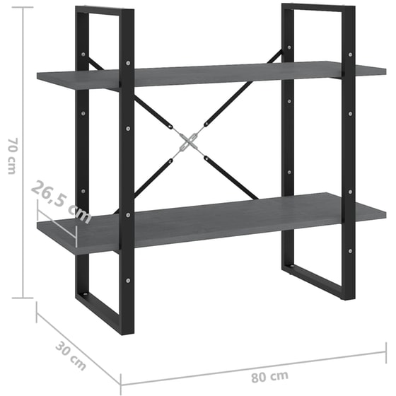 Βιβλιοθήκη VidaXL από Μέταλλο 80x30x70 cm - Γκρι image 6