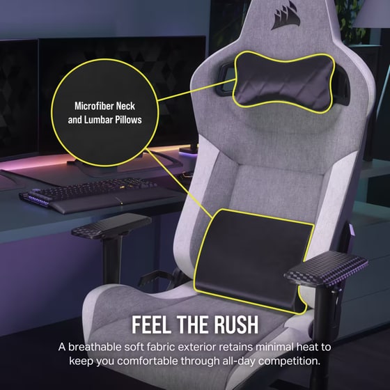 Gaming Chair Corsair T3 Rush 2023 - Grey/White image 1