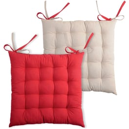 Μαξιλάρι Καρέκλας Spitishop 2 Όψεων Βαμβάκι 40x40cm - Κόκκινο/Εκρού