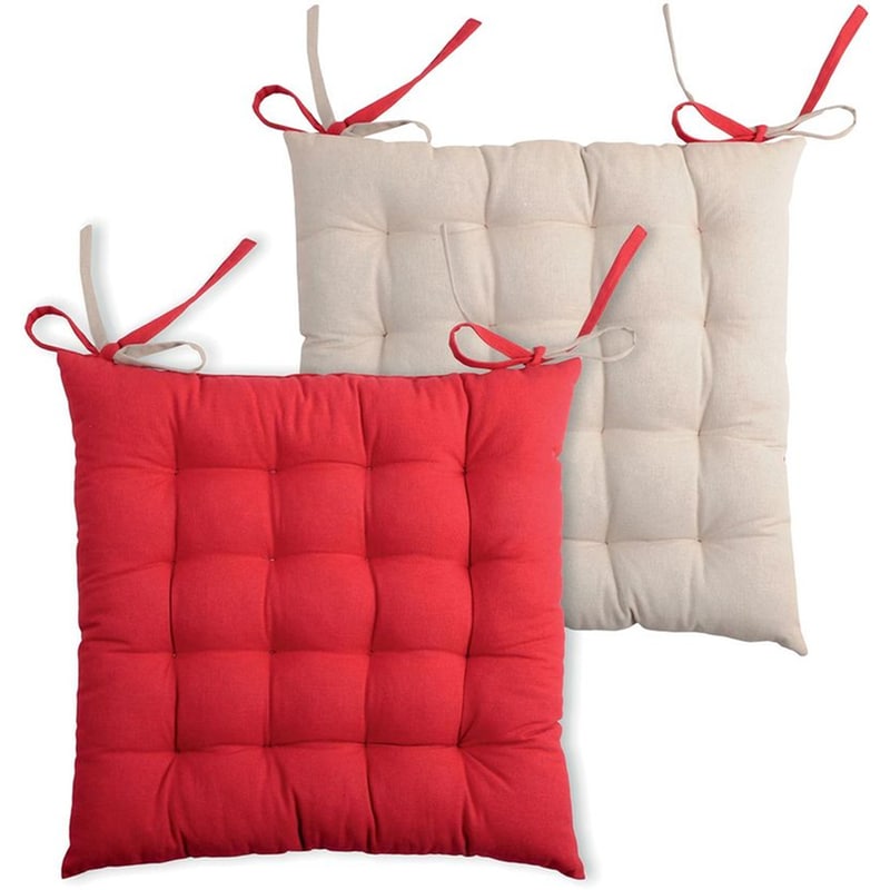 Μαξιλάρι Καρέκλας Spitishop 2 Όψεων Βαμβάκι 40x40cm - Κόκκινο/Εκρού