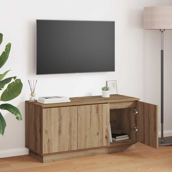 Έπιπλο Τηλεόρασης VidaXL με LED 100 x 38 x 49 cm - Artisan Δρυς image 1
