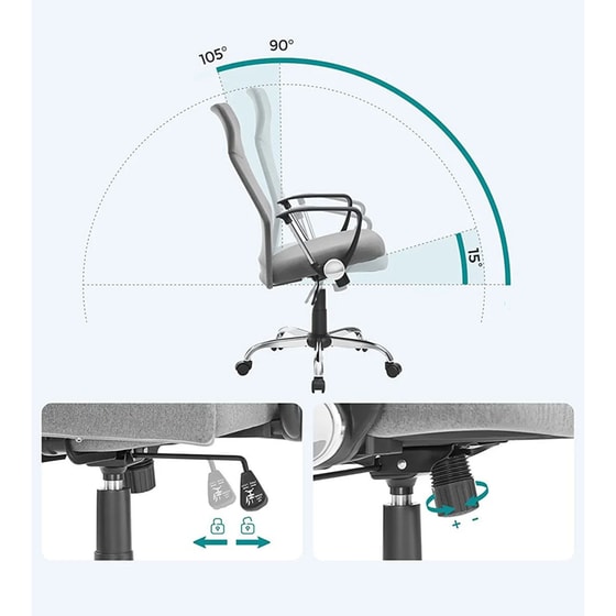 Καρέκλα Γραφείου Songmics Obn034g01 63x63x120 cm - Γκρι image 4