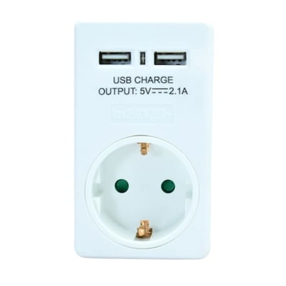 Μονόπριζο Powertech Pt-767 1 Θέσης & 2x Usb - Λευκό image 0