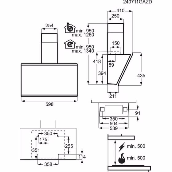AEG GV77D61SB 60 cm Glossy Black Καμινάδα - Τζάκι Απορροφητήρας image 6