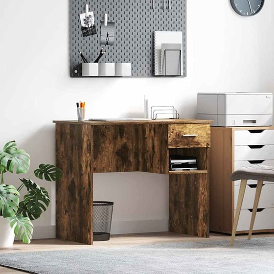 Γραφείο VidaXL από Επεξεργασμένο Ξύλο 90x49x75 cm - Καπνιστή Δρυς image 2
