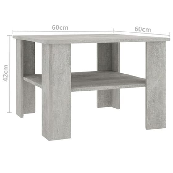 Τραπεζάκι Σαλονιού VidaXL από Μοριοσανίδα 60x60x42cm - Γκρι image 4