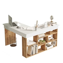 Γραφείο 24Mall Scrivere Atlantic Pine από Μοριοσανίδα 129x120x72 cm - Λευκό