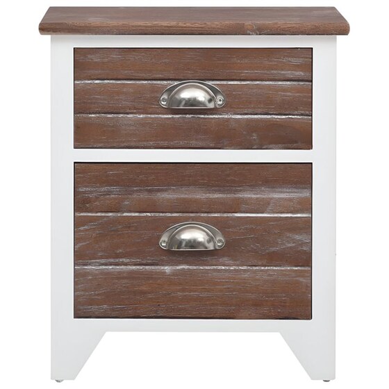 Κομοδίνο Vidaxl  Από Ξύλο Παυλώνιας 2τμχ 38x28x45 cm - Καφέ Λευκό image 2
