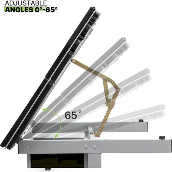 Γραφείο Σχεδίασης Lamtech Crystal Μεταλλικό 104x60x80cm - Ασημί/ Μαύρο image 4
