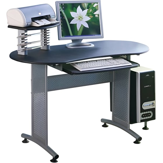 Γραφείο Υπολογιστή Woodwell από MDF 120x55cm - Ασημί/Μαύρο image 0