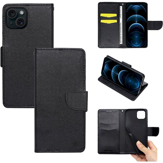 Θήκη Apple iPhone 15 - Sonique Trend Book - Μαύρο image 0