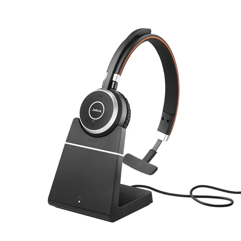 JABRA Ασύρματο Ακουστικό Κεφαλής Jabra Evolve 65 SE Mono MS με Σταθμό Φόρτισης - Μαύρο