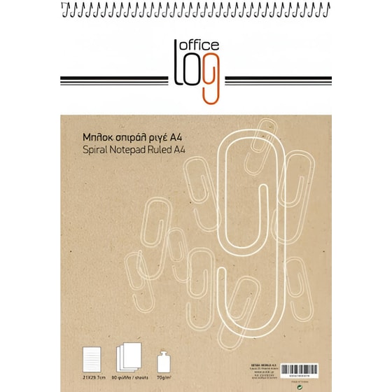 Μπλοκ Σπιράλ OFFICE LOG Α4 (1 Τεμάχιο) image 0