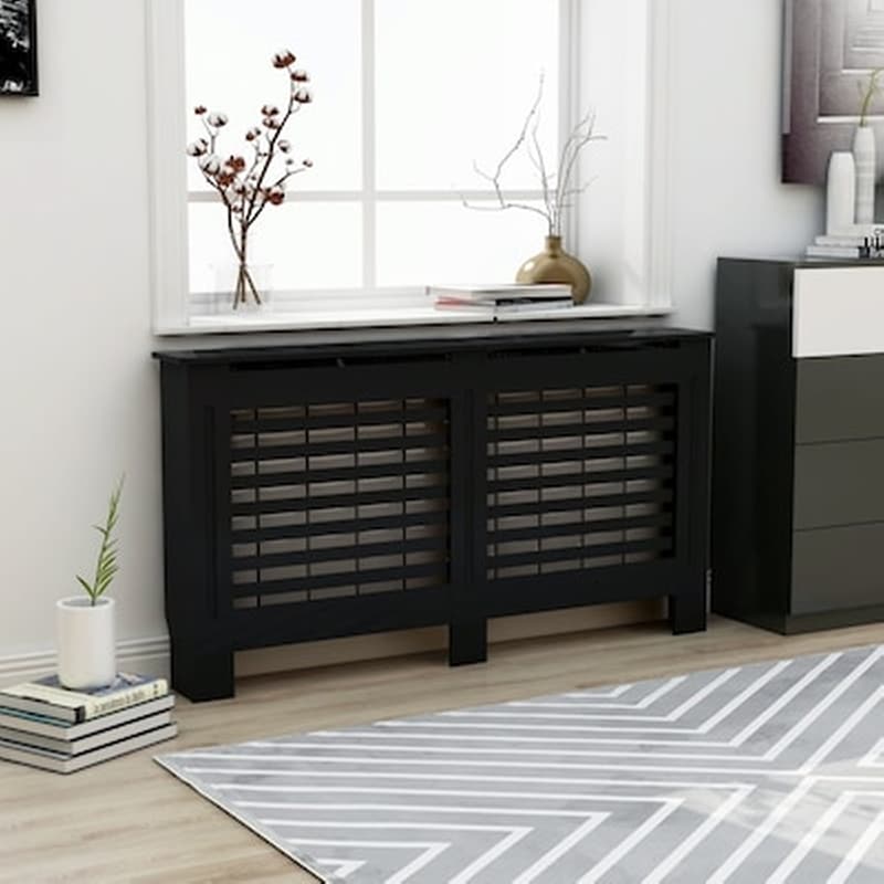 VIDAXL Vidaxl Κάλυμμα Καλοριφέρ Μαύρο 152 X 19 X 81 Εκ. Από Mdf