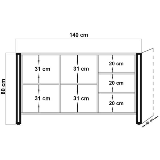 Μπουφές 24Mall Sinistra Atlantic Pine από Μοριοσανίδα/Μέταλλο 140x45x80 cm - Καφέ/Μαύρος image 3