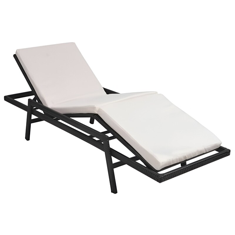 Ξαπλώστρα VidaXL με Μαξιλάρι από Συνθετικό Ρατάν 196x71x39 cm - Κρεμ VIDAXL