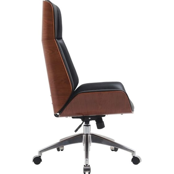 Καρέκλα Διευθυντική 24Mall Tito από Τεχνητό Δέρμα & Ξύλο Plywood - Μαύρη/ Καφέ image 1