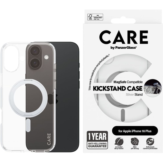 Θήκη Apple iPhone 16 Plus - PanzerGlass MagSafe Kickstand Case - Transparent with Black Stand image 2