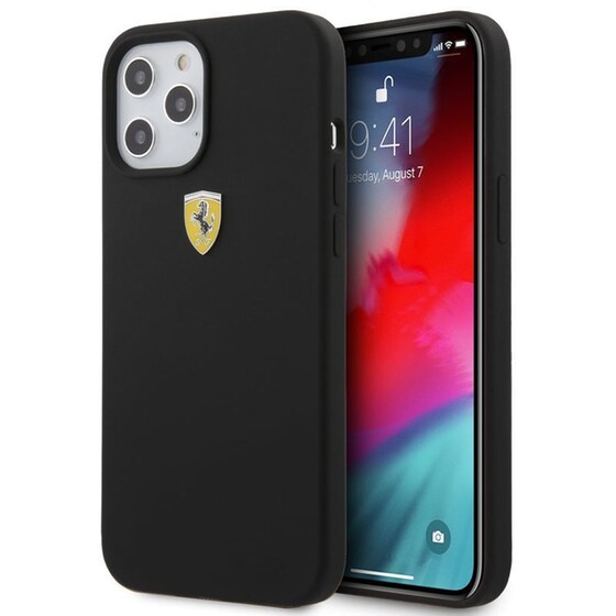 Θήκη Apple iPhone 12 Pro Max - Ferrari  Liquid Silicone - Μαύρο image 0