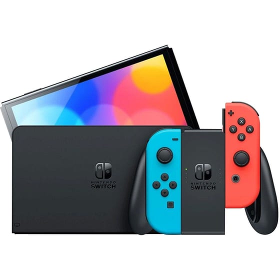 Nintendo Switch OLED Model Neon Blue/Neon Red & Mario vs. Donkey Kong image 2