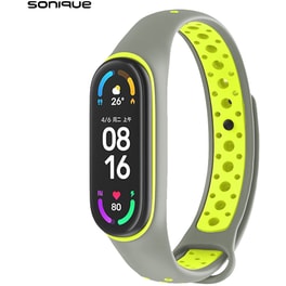 Λουράκι Sonique Σιλικόνης για Xiaomi Smart Band 7 - Γκρι / Λαχανί