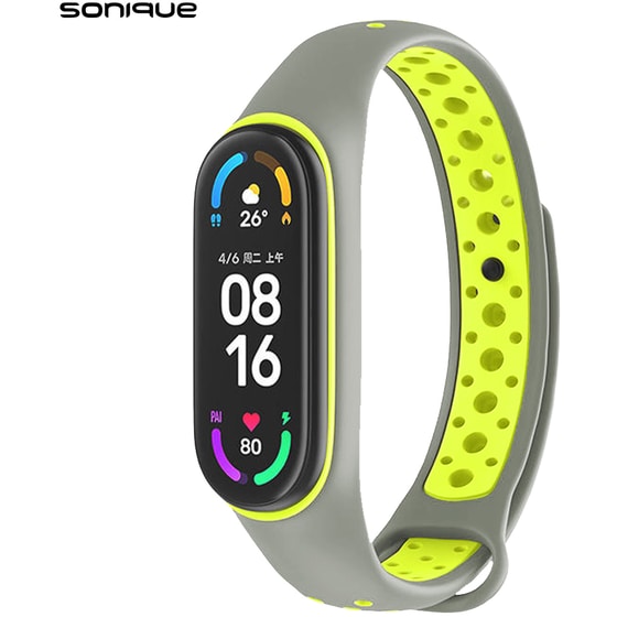 Λουράκι Sonique Σιλικόνης για Xiaomi Smart Band 7 - Γκρι / Λαχανί image 0