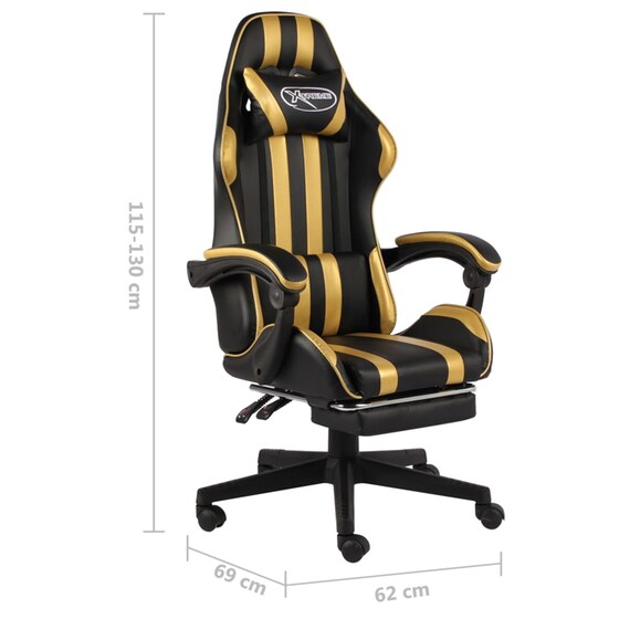 Gaming Καρέκλα VidaXL Racing από Τεχνητό Δέρμα - Μαύρη/Χρυσό image 5
