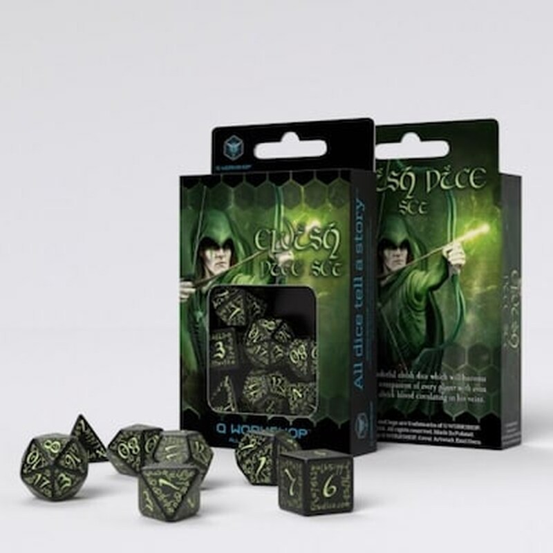 Σετ Ζάρια – Elvish Dice Set – Black And White (glow In The Dark)