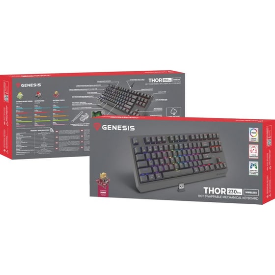 Genesis Thor 230 Gaming Μηχανικό Ασύρματο 2.4 GHz/Bluetooth Πληκτρολόγιο RGB Μαύρο (US) image 16